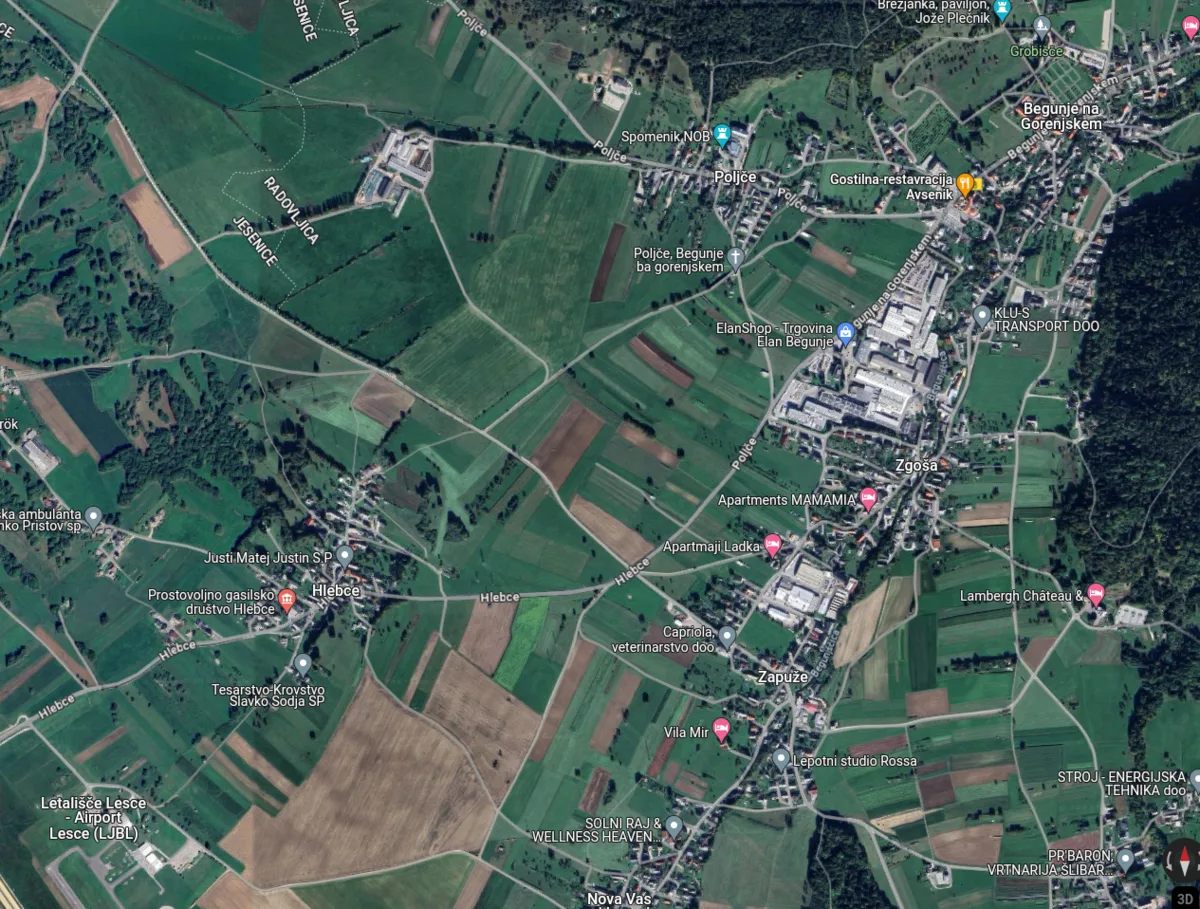 Zemljevid plakatnih mest — Begunje